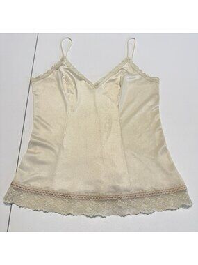 Vintage Deena Camisole Lingerie Top Cream Size 32 Lace Nighty